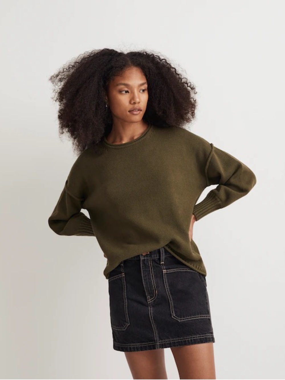 Madewell Loden Olive Green Conway Pullover Sweater M